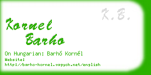 kornel barho business card