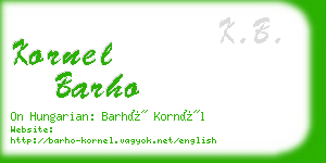 kornel barho business card